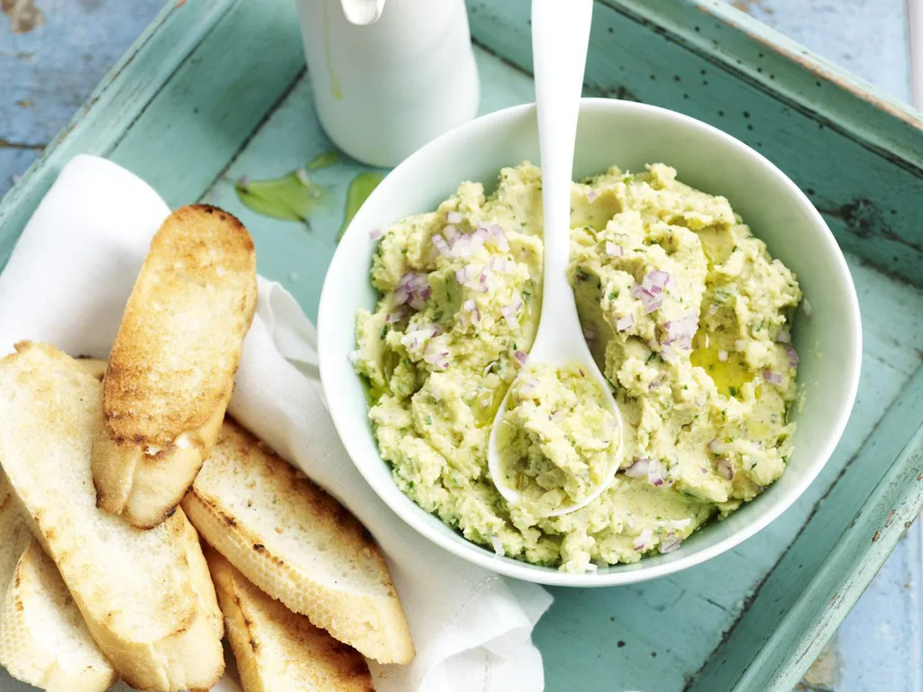 Chargrilled vegetable platter with yellow split pea dip