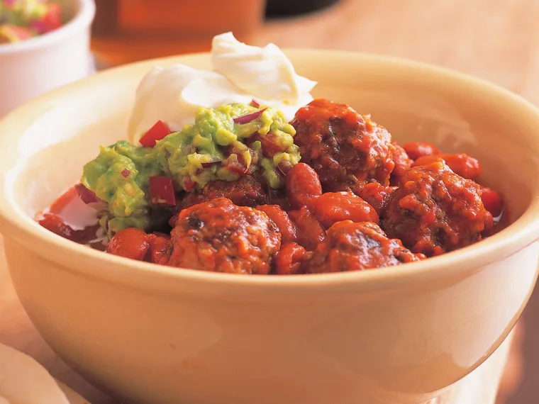 Mexican meatballs with guacamole