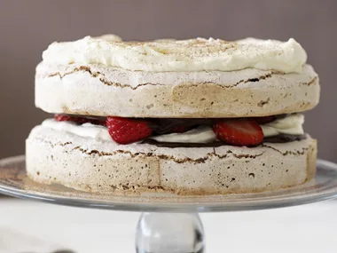 Strawberry hazelnut gateau