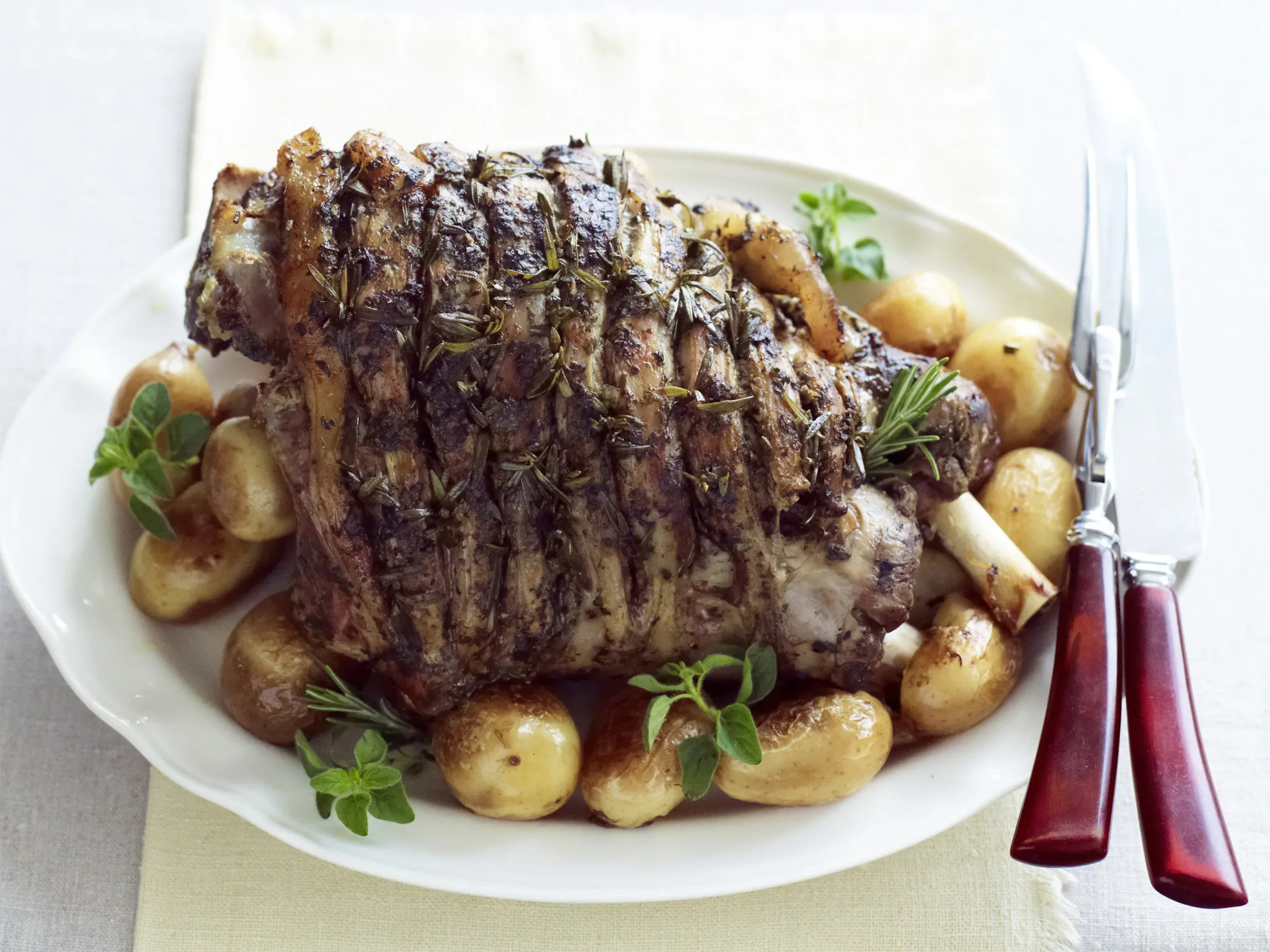 Greek-style roast lamb with potatoes