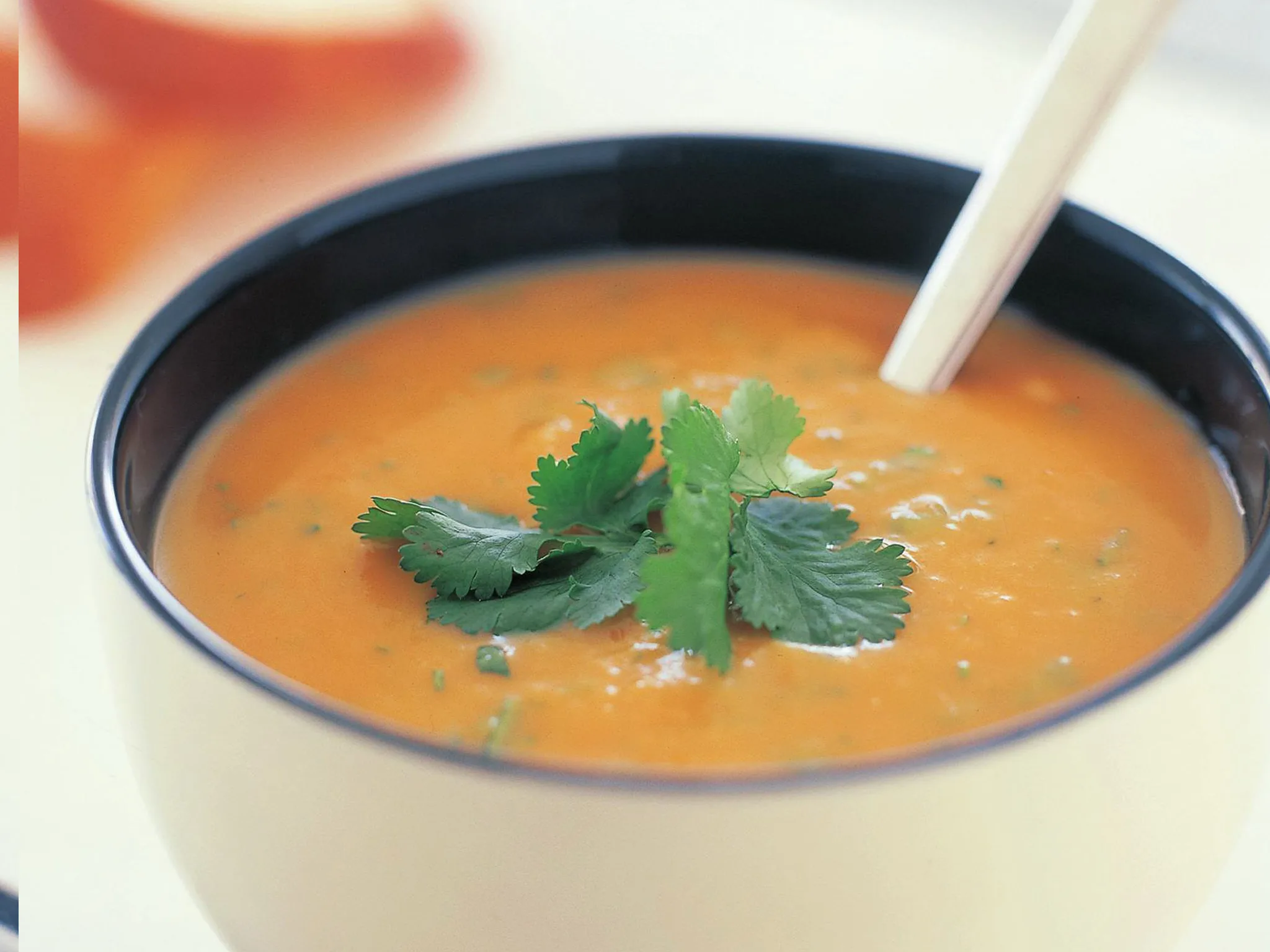 Kumara and coriander soup