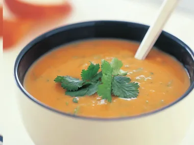 Kumara and coriander soup