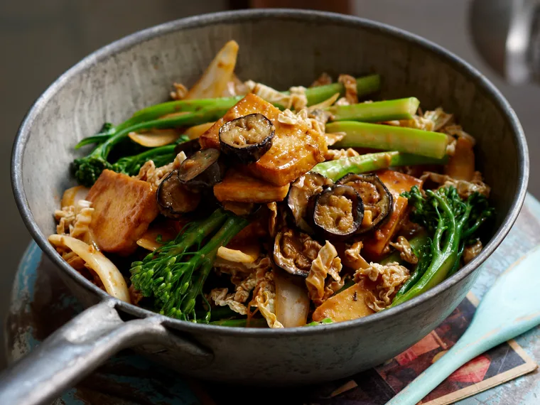 Satay tofu and eggplant