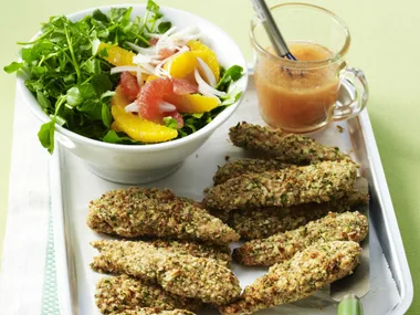 Crumbed chicken with citrus salad