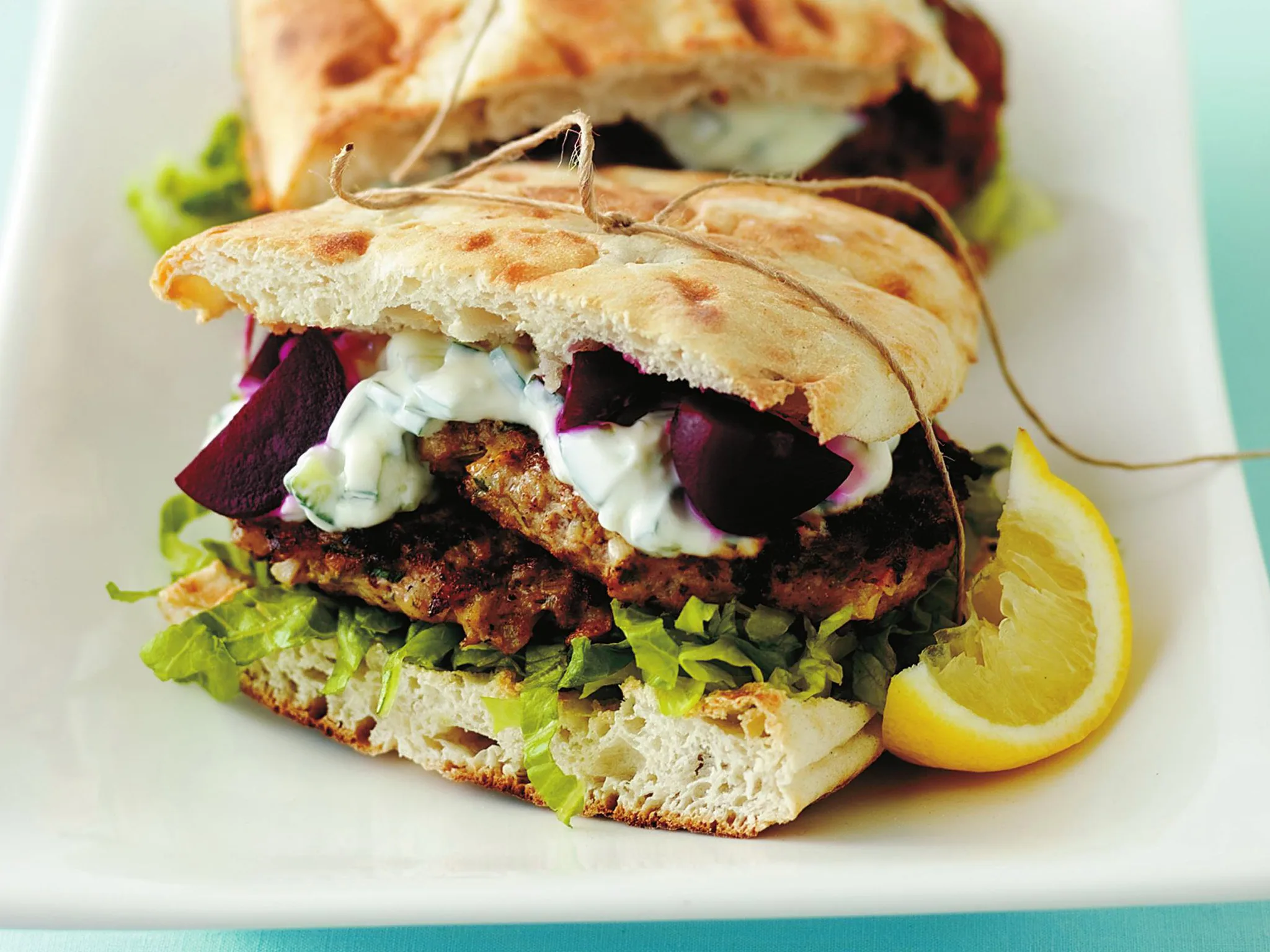 Lamb patties with beetroot and tzatziki