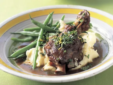 Lamb shank stew with creamy mash