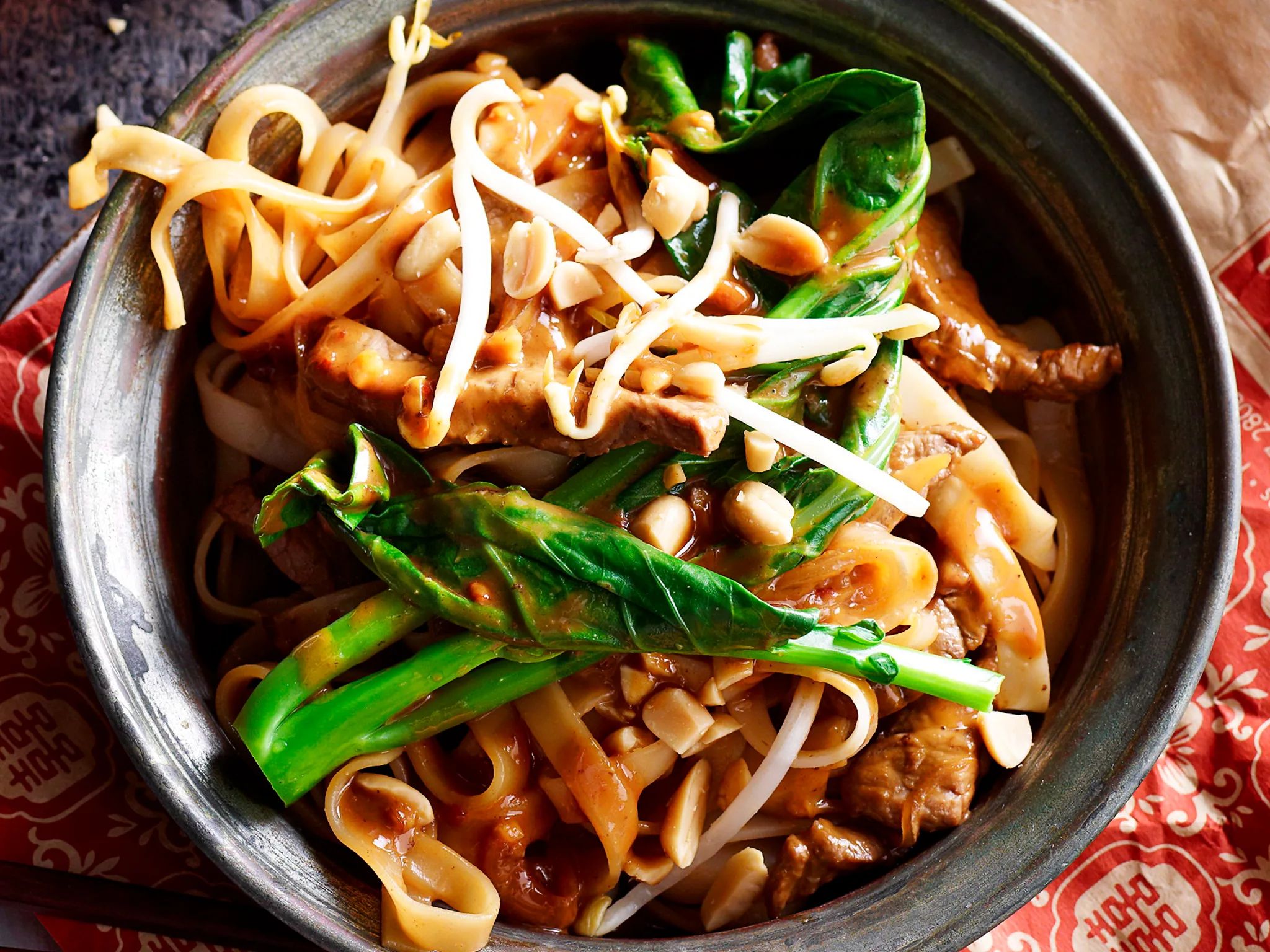 Peanut chilli beef pad see ew