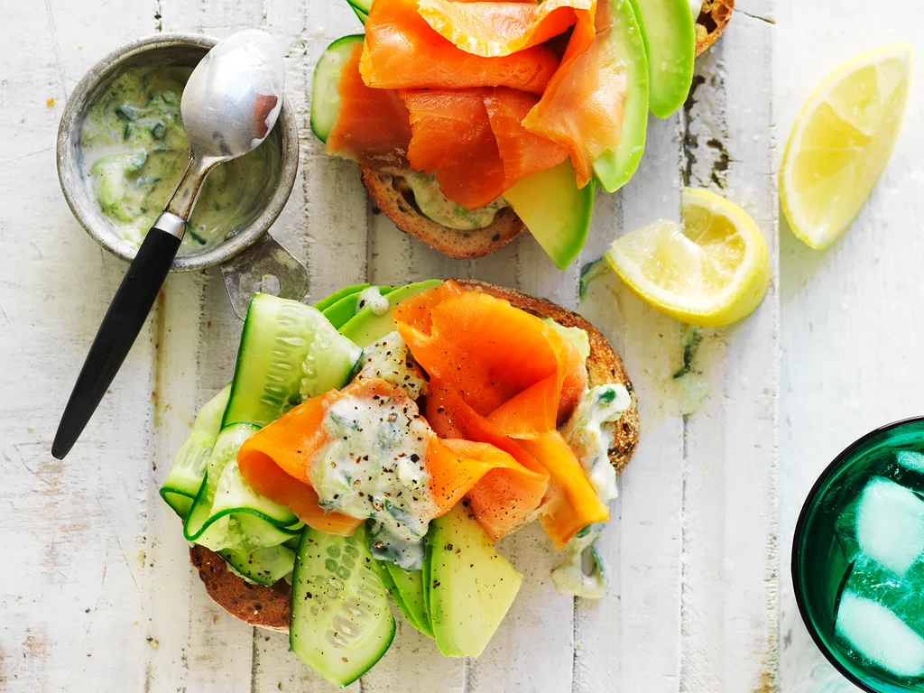avocado and trout with fennel tzatziki