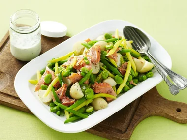 Ocean trout with three-bean salad and buttermilk dressing