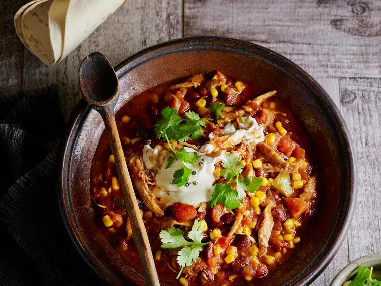 Shredded Mexican chicken and beans