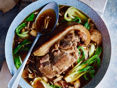 Soy pork with mushrooms