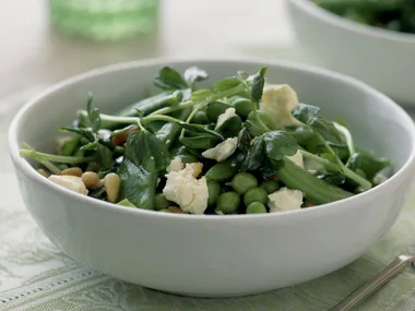Mixed pea salad with mint dressing
