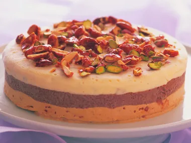 Nutty chocolate and coffee ice-cream cake