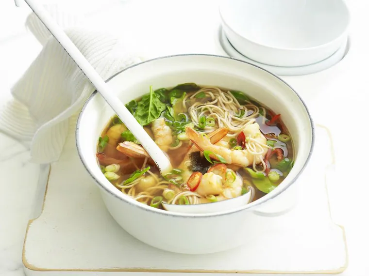 Prawn and shiitake miso soup