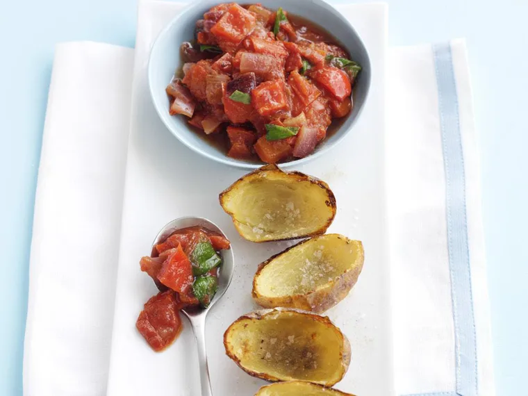 Potato skins with tomato salsa