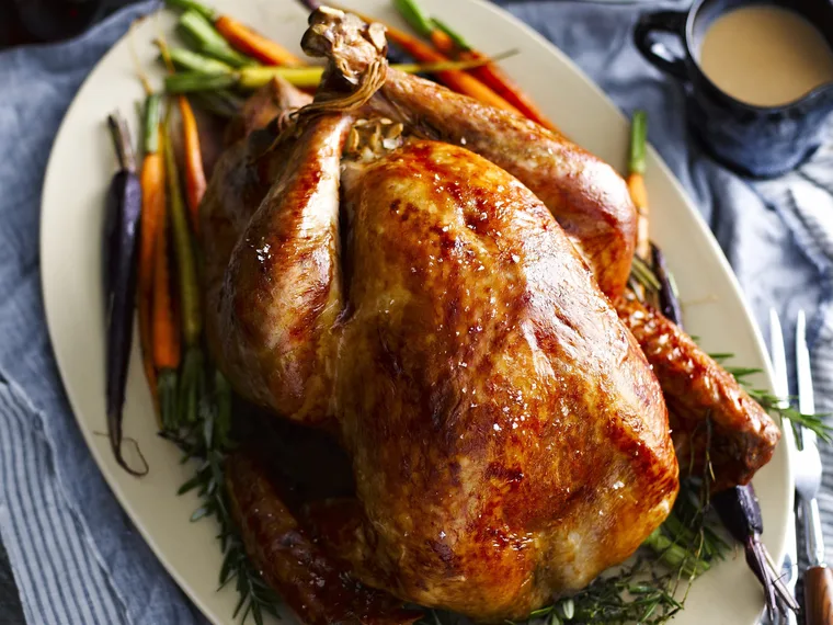 Roast turkey with roast almond stuffing