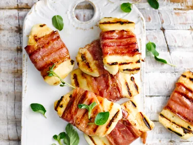 Prosciutto wrapped haloumi