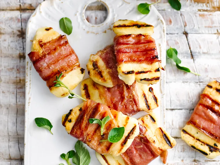 Prosciutto wrapped haloumi