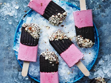 Roasted rhubarb and balsamic popsicles