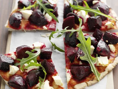 Roasted beetroot and fetta pizza