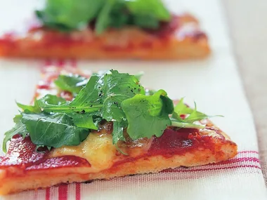 Salami and rocket pizza