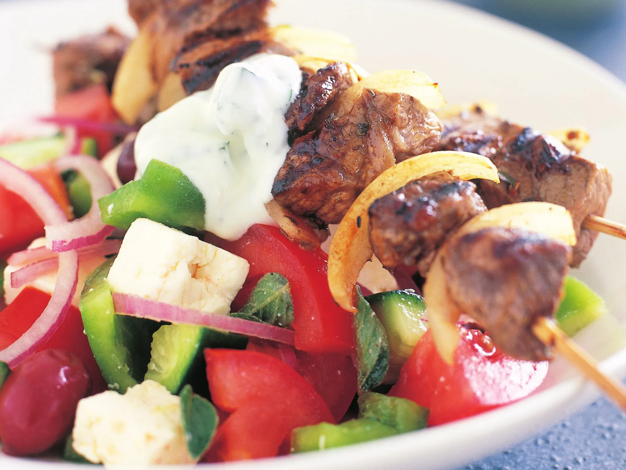 Souvlaki with Greek salad