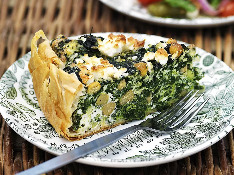 Spinach, chickpea and feta tart