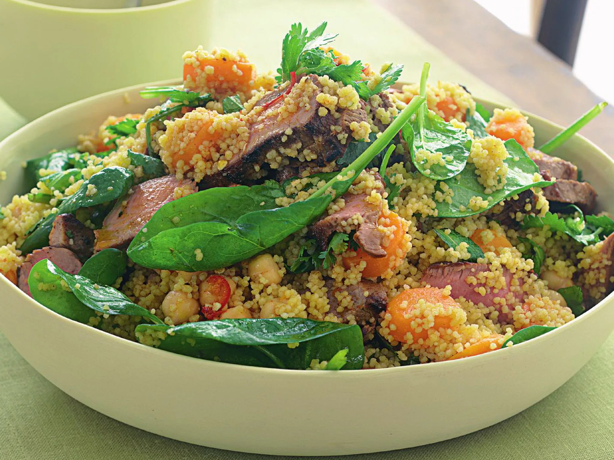 Spiced lamb, couscous and spinach salad