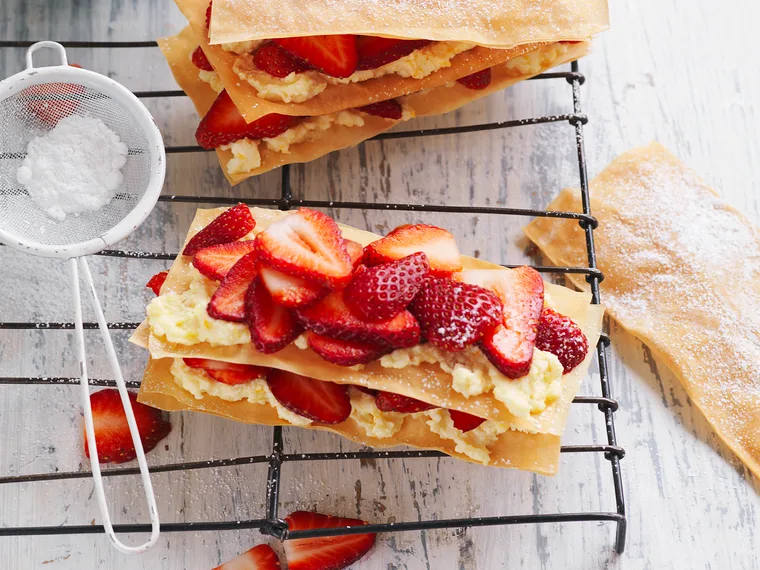 strawberry and orange mille feuille