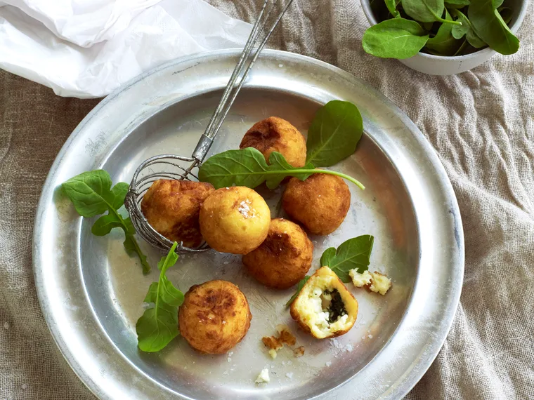 fetta and spinach stuffed potato balls