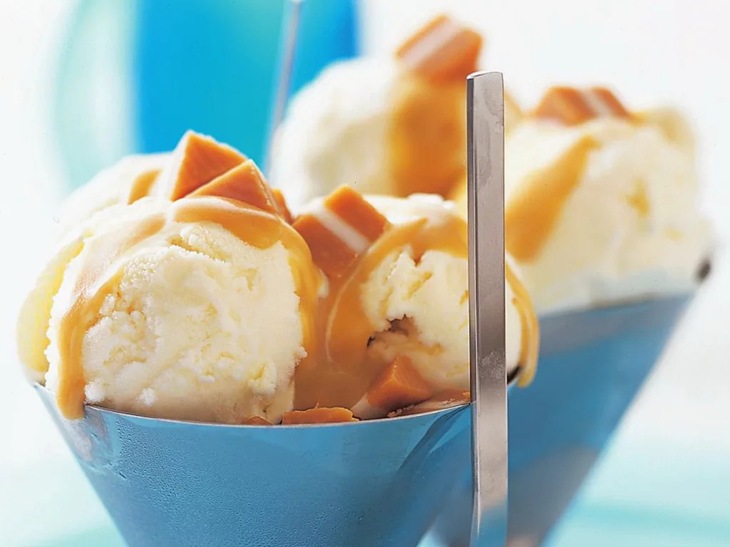 Warm caramel sundaes