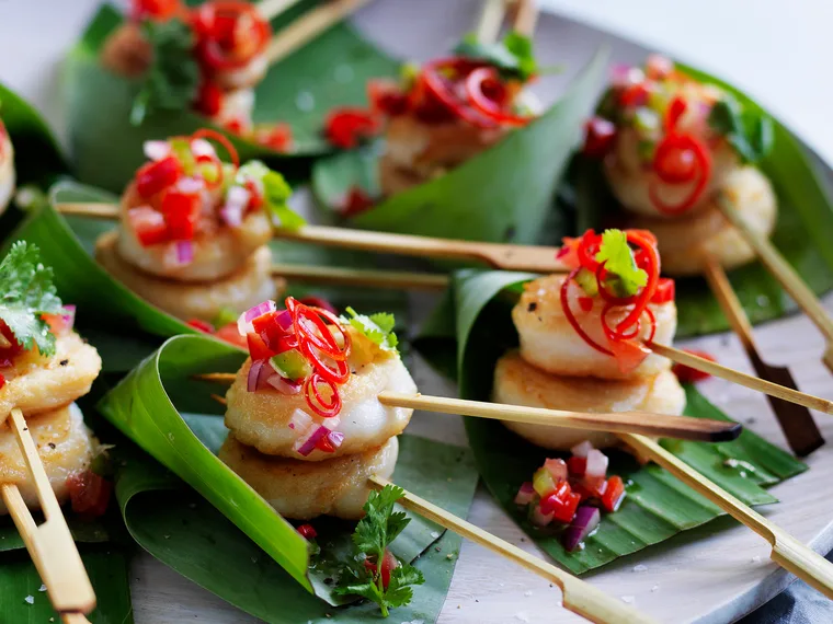 Fish scrolls with capsicum salsa