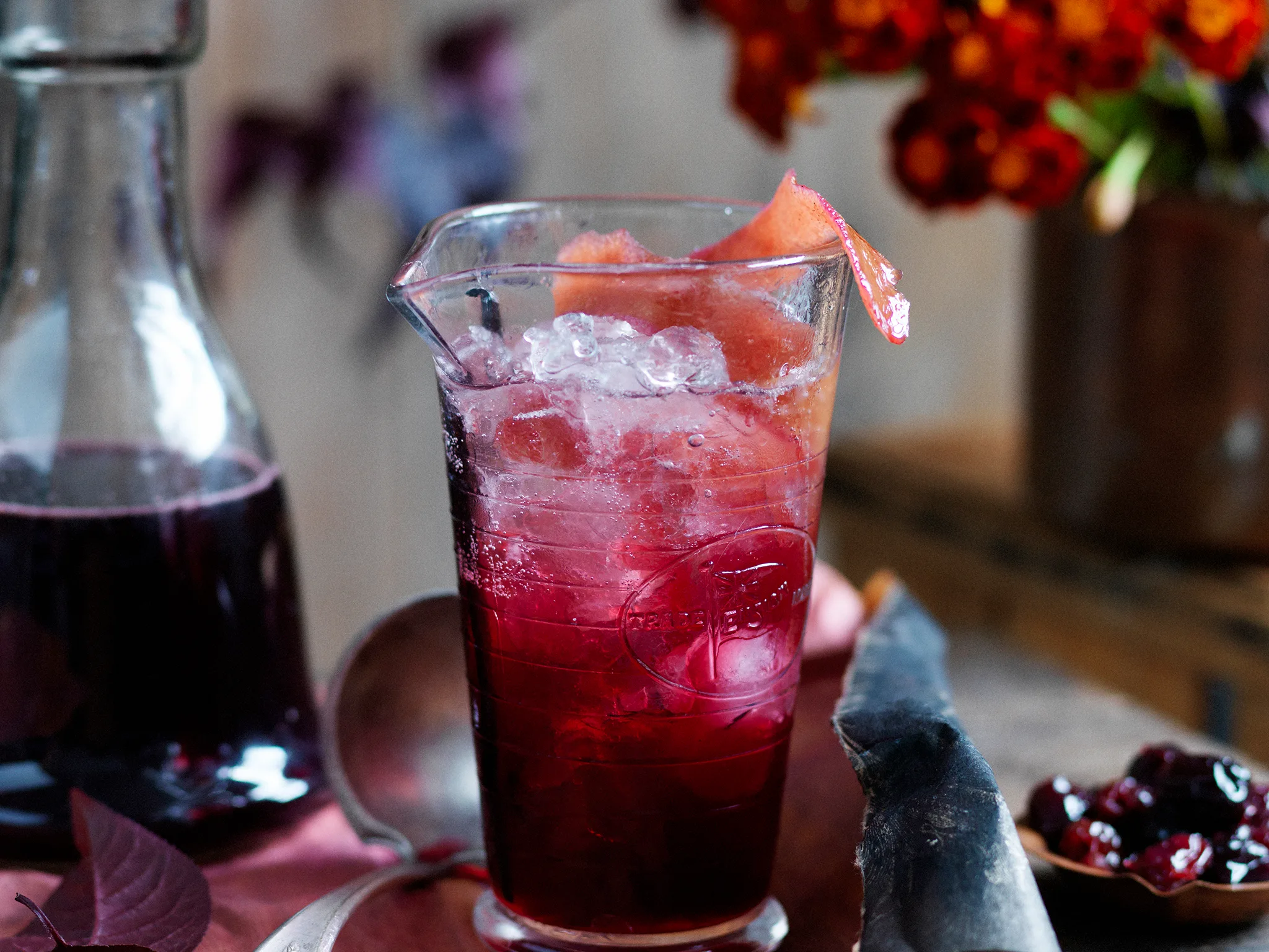 Crushed cherry cocktail or cordial