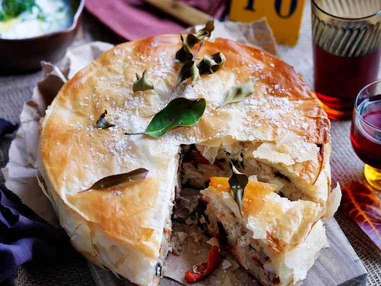 Chicken, spinach and olive pies
