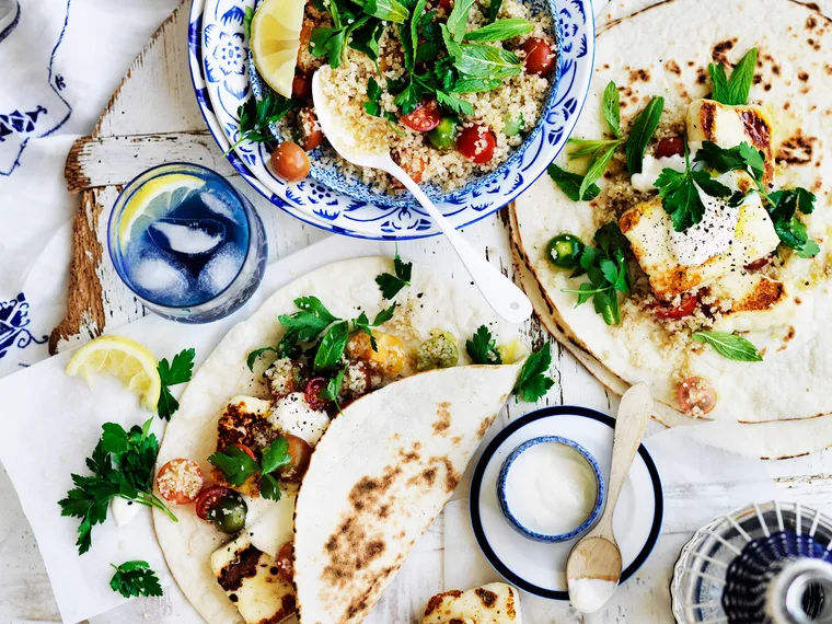 Grilled haloumi gyros