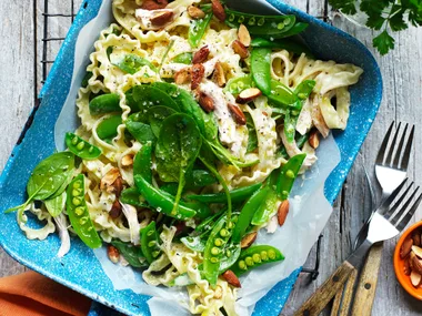 Chicken and sugar snap pea pasta