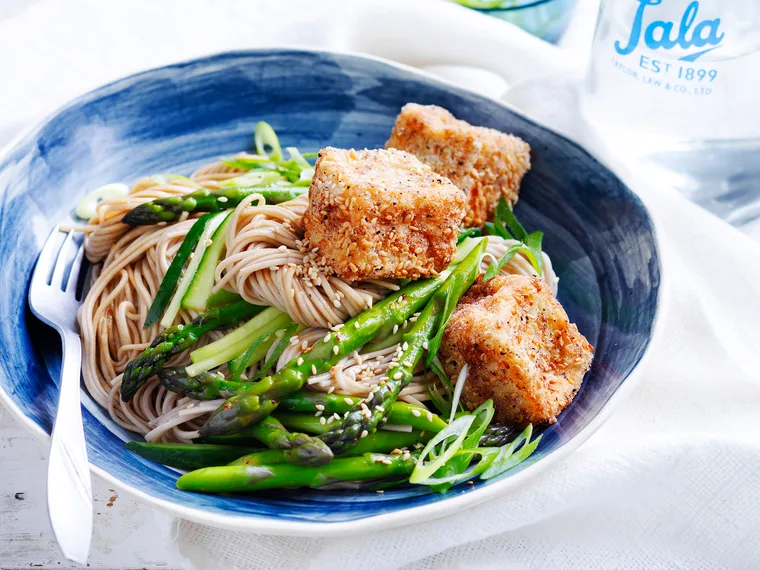 Salt and pepper tofu with soba noodles