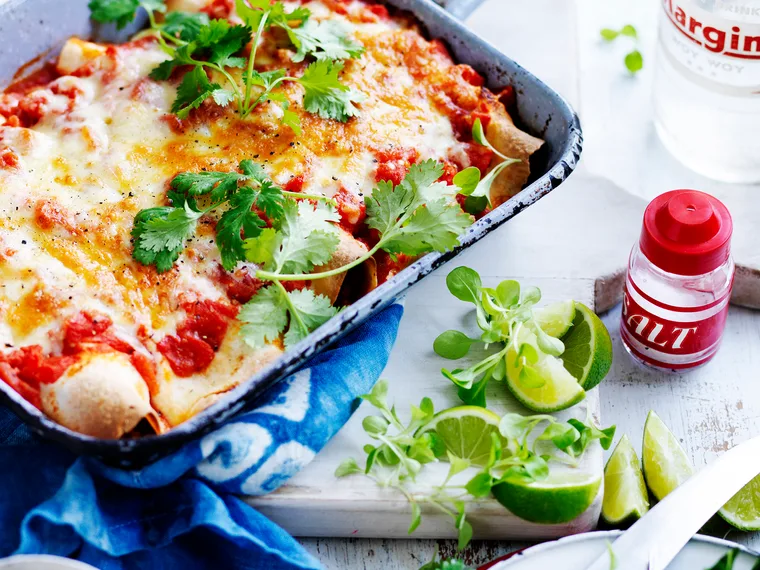 Paprika and lime pork enchiladas