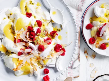 Lemon and meringue passionfruit mess