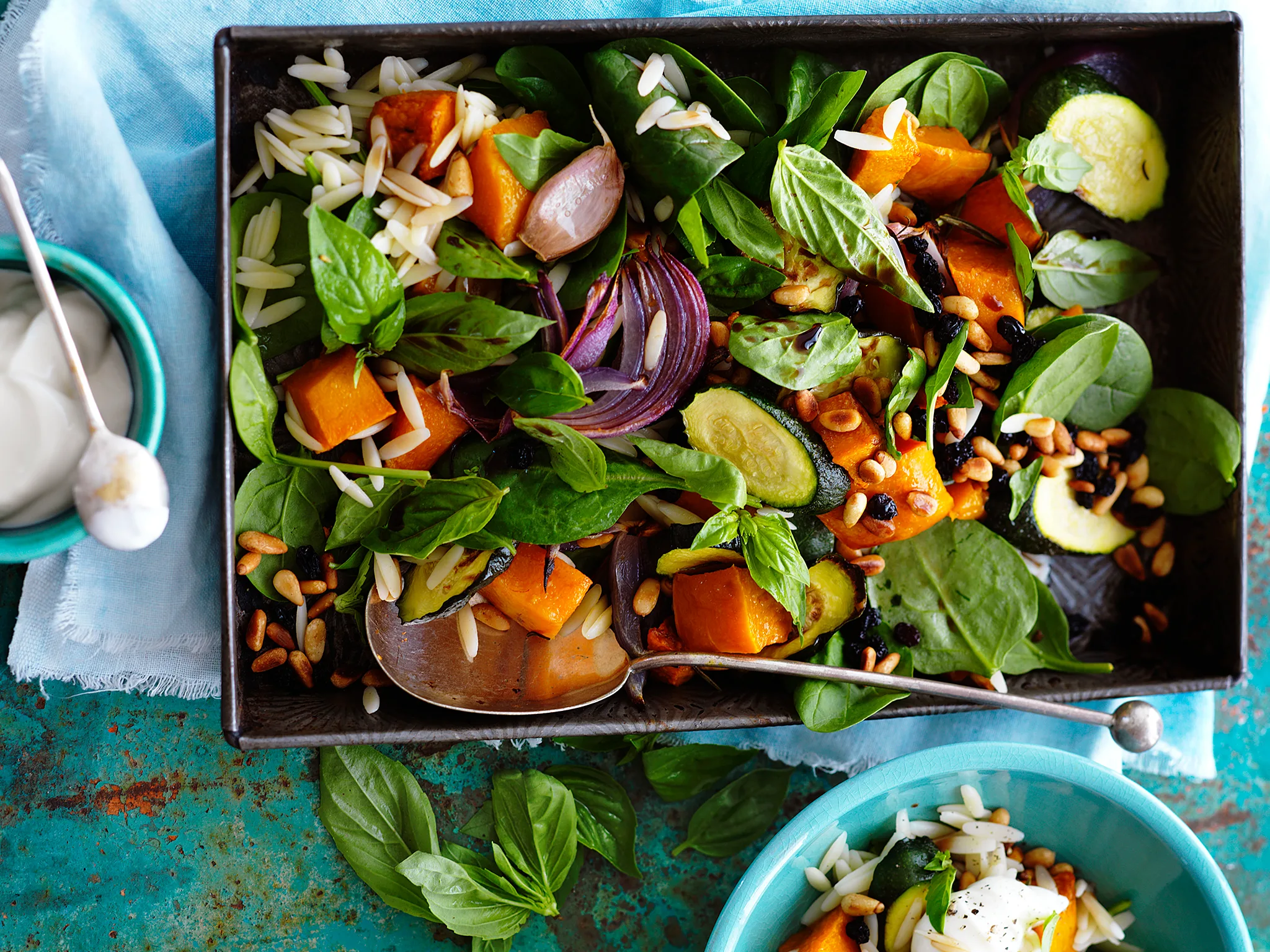 Roast pumpkin and zucchini risoni salad-image