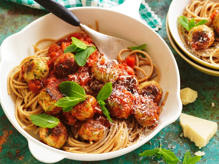 Chicken, minted pea and ricotta meatballs