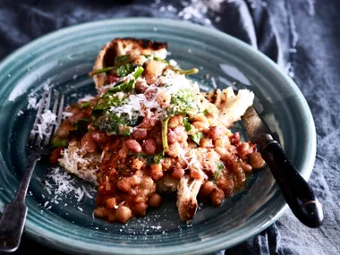 Slow-cooker parmesan, spinach and bean ragu