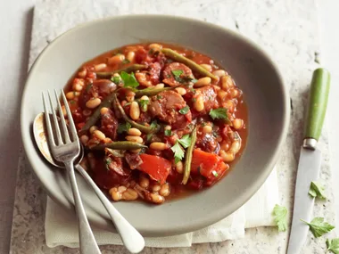 Slow-cooker chorizo, chilli and white bean stew