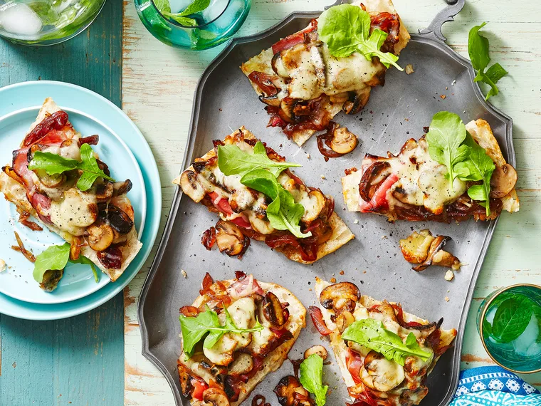 Mixed mushroom and mozzarella pizza