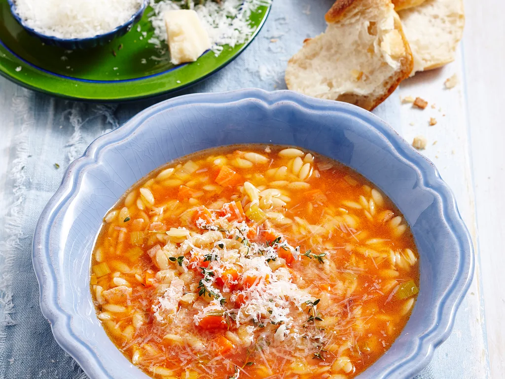 Italian risoni soup