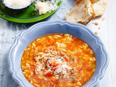 Italian risoni soup