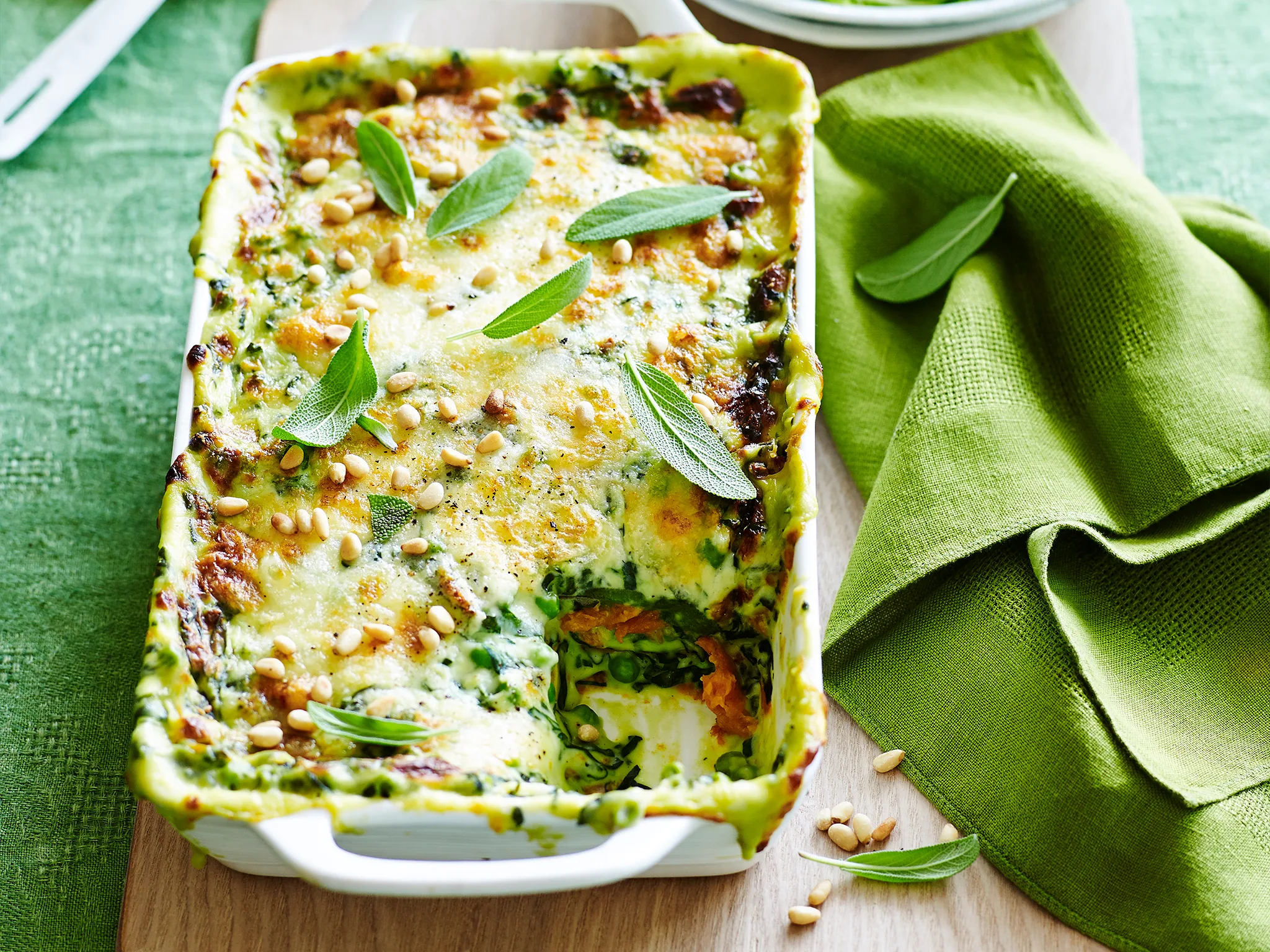 Roast pumpkin and spinach lasagne