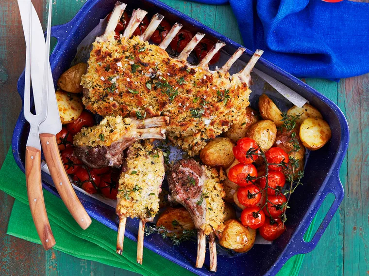 Lamb rack with sourdough, lemon and herb crust