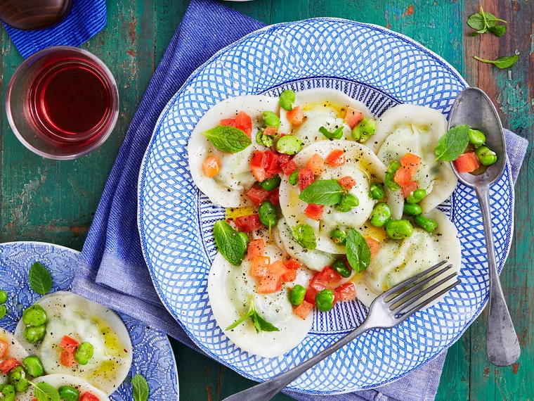 Broad bean and parmesan ravioli