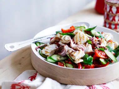 Barbecued squid salad